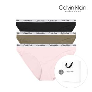 캘빈클라인 언더웨어 여자 팬티 3장 세트 속옷 면 QP1258O 쇼핑백(대)