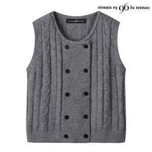 정상가:59,000원｜더블 버튼 케이블 베이직 니트 베스트 (NO3VW001L0)