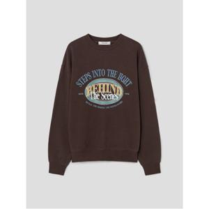 기모 그래픽 스웨트 셔츠  브라운