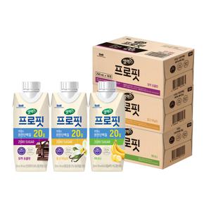 셀렉스 프로핏 완전단백질 드링크 250ml 3박스 혼합구성(모카초코/밀크비날라/바나나 각 1박스)[250mlX 총 54팩]