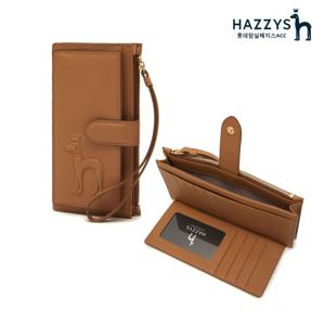 [선물포장] HIHO2F253W2_브라운 가죽 엠보 퍼피 스트랩 장지갑