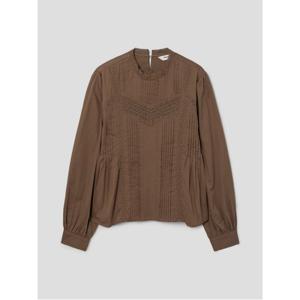 레이스 디테일 블라우스  브라운