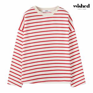 정상가:59,000원 ㅣ 라운드 기모 마린 스트라이프 티셔츠 (WICDTS003)