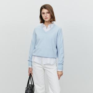던스트 UNISEX LOOSE V-NECK SWEATER SOFT BLUE_UDSW5A108B1