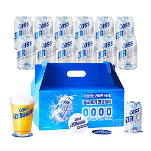 카스 올제로(0.00) 한정판 선물패키지 330ml 12캔+전용잔 2개+코스터 4개