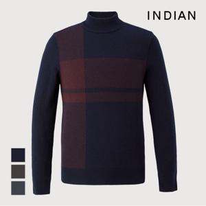 INDIAN  체크하프터틀 니트_MITBHYW9211