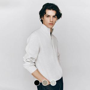 055504  9gg 스티치 목넥 반집업 니트 스웨터