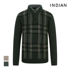 [INDIAN] 체크 이중에리 니트_MITBP4W9211