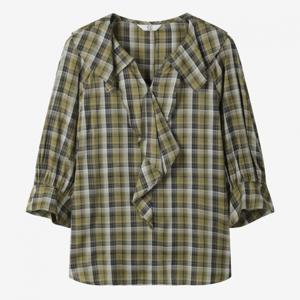 [씨씨콜렉트] 체크패턴 러플 블라우스 E253MSC103