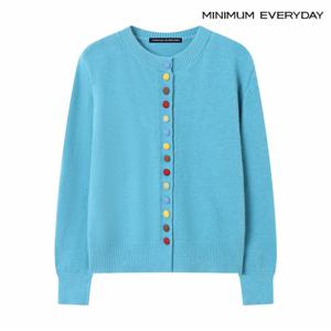 정상가:79,000원 ㅣ 포인트 컬러 버튼 라운드 니트 가디건 (EB4CK056D)