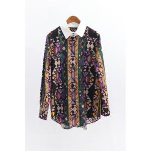 [롯데백화점](여성)]코튼 프린트 셔츠 블라우스 B222WB2060