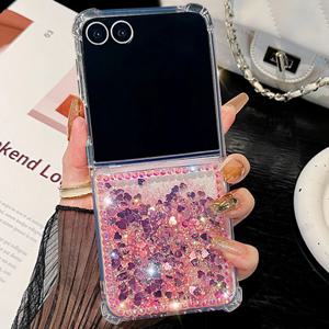 갤럭시Z플립7 제트지 샤이닝컬러 큐빅 하트글리터 반짝이 케이스