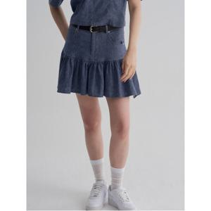데님 셔링 미니 스커트 - 네이비 (355727LY1R)