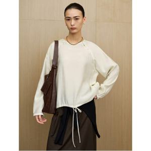 긴소매 밑단 스트링 블라우스  베이지 (115964BY1A)