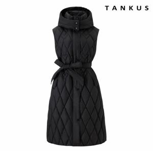 정상가:159,000원 ㅣ 다이아 퀼팅 후드 벨티드 롱 베스트 점퍼 (TX4JP004L0)