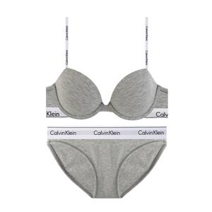 CK 여성 모던 코튼 데미 브라+팬티 세트 QF7936+F3787 GREY