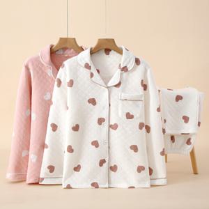 [브리치]  / 하트 누빔 잠옷 빅사이즈 겨울 파자마