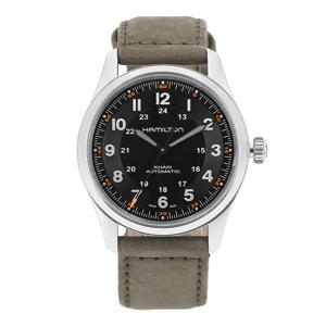 H70205830 카키 필드 티타늄 남성 가죽시계