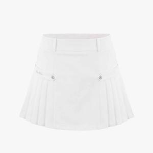 하이웨스트 사이드 플리츠 스커트 (화이트)