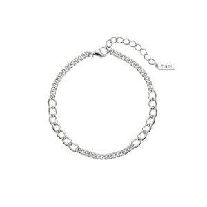 [티르리르] 티젠 맥시마이즈 실버화이트 더블 링크 체인 팔찌 TBSSVW14059M