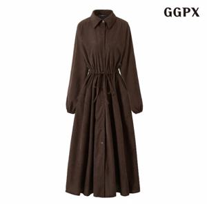 정상가:89,000원 ㅣ 카라넥 허리 끈 버튼업 롱 원피스 (GPDOW003D)