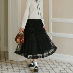 1/22일 예약배송_Cest_Frill lace banding skirt