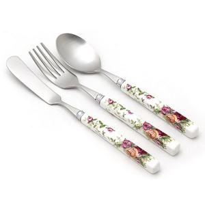 도자기 잼나이프 3종세트장미사각