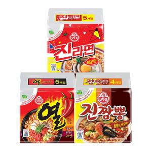 진라면 매운맛 5입 + 열라면 5입 + 진짬뽕 4입