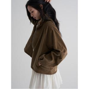 코듀로이 하이넥 블루종  브라운