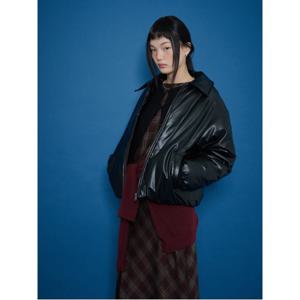 페이크레더 칼라 패딩  블랙 (165Y38CY15)