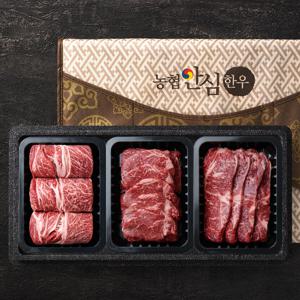 [농협안심한우] 1등급 한우 프리미엄 구이 선물세트 1.2kg (꽃등심/안심/채끝)