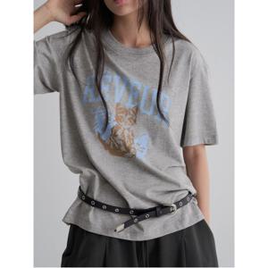 동물 그래픽 반소매 티셔츠  그레이 (355742LY33)
