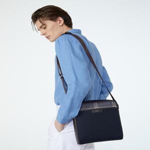 헤지스 액세서리 남성 [[24FW]] WUBA4F030W3 [스테디셀러] 브라운 체크 소가죽 배색 나일론 크로