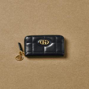 헤지스 액세서리 [[26SS]] HIHO6E755BK [H20크링클] 블랙 퀼팅 가죽 지퍼 카드지갑 동전수납