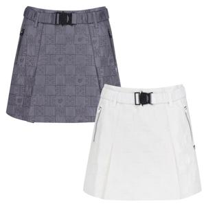 양말사은품 [마스터바니] 여성 퀼팅 로고 패턴 벨티드 큐롯 스커트 421D4PC482