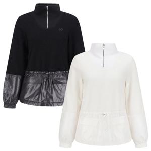 양말사은품 [마스터바니] 여성 패딩 블록 하프집업 부클 긴팔 티셔츠 421D4TR