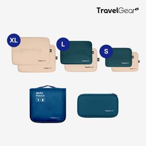 여행용 압축파우치 6종+워시파우치(네이비)+속옷파우치(네이비)