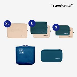 여행용 압축파우치 5종+워시파우치(네이비)+속옷파우치(네이비)