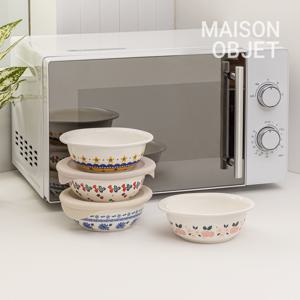 프라카 폴란드풍 도자기 냉동밥용기 350ml 4P 세트