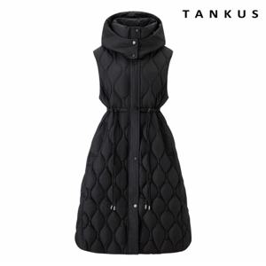 정상가:159,000원 ㅣ 퀼팅 허리 스트링 후드 롱 베스트 패딩 점퍼 (TX4JP005L0)