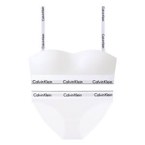 CK 여성 아이콘 코튼 모달 반도 브라+팬티 세트 QF8497+F3787 WHITE