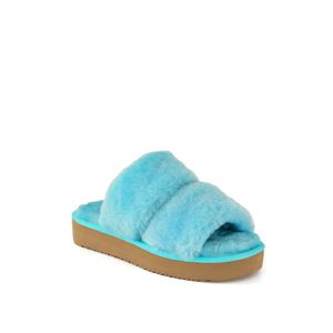 여성 퍼 슬리퍼 굽 3CM G24430_SKYBLUE