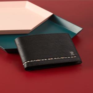 [선물포장/쇼핑백동봉] 블랙 체크 라인 포인트 소가죽 반지갑 DBWA5F623