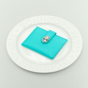 [AUBE] 터키쉬블루 가죽 오브 장식 베루형 지갑 JAWA5F034