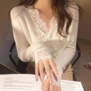 [브리치]  / 여성 레이스 루즈핏 블라우스 데일리 스타일 블랙 S 2