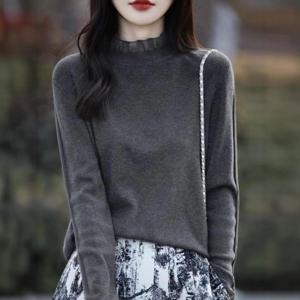 [브리치]  / 여성 가을 니트 레이스 블라우스 루즈핏 이너 커피색 S 2