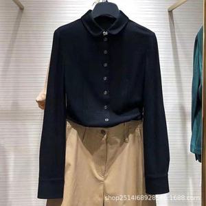 [브리치]  / 블랙 울 셔츠 여성 긴팔 데일리 블랙 S