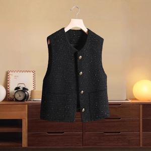 [브리치]  / 여성용 레이스 블라우스 스타일 베스트 블랙 S