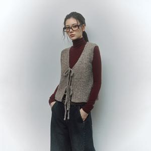 [정가 49,900원]리본타이 브이넥 니트조끼_AR4KVB60