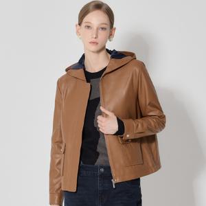 (LeOT)]  천연양가죽100 후드 레더 자켓